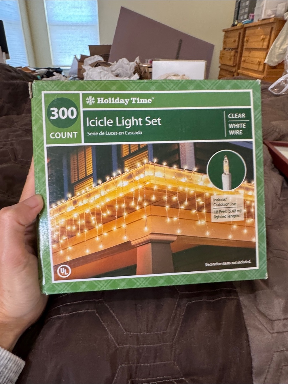 Holiday Time Clear Icicle Light Set with White Wire - Warm Clear Bulbs